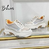Giày thể thao nữ độn đế, chất da thật phối lưới, giày sneaker nữ phối màu siêu đẹp, hack chiều cao TT3