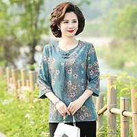 áo sơ mi kiểu trung niên_áo trung niên nữ in hoa_áo trung niên cho bà cho mẹ