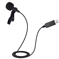 USB Microphone Lavalier Clip-on Omnidirectional Condenser Mini Mic For Laptop PC MacBook - Black