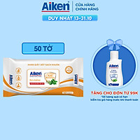 Aiken Khăn Ướt Sạch Khuẩn Chiết Xuất Bạc Hà 50 Tờ