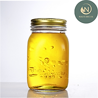 Lọ Hũ Thủy Tinh Mason 500ML- Nắp Vặn Nhôm-Naus