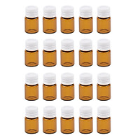 20 Pcs Portable Amber Mini Glass Bottles Sample Vial Small Essential Oil Bottles Travel Must Refillable 1ml/2ml