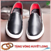Giày Slip On Nam Aroti Đế Khâu Chắc Chắn Phong Cách Đơn Giản Màu Đen - M498-DEN(HL)- Tặng Vòng Gỗ Huyết Long