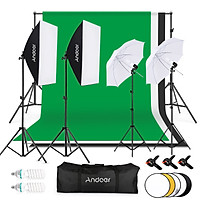 Andoer Photography Kit 1.8*2.7m Black White Green Cotton Backdrop 3pcs Fish-like Mount Clip 1pc 60cm 5in1 Photography
