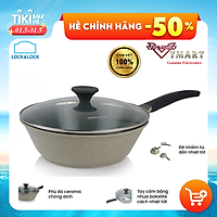 Chảo Chống Dính Vân Đá Sâu Lòng Lock &Lock 30cm LCA6305D-IH (có nắp kính )