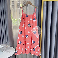 Váy lanh 2 dây hoa nhí đầm ngủ sexy thun lanh tole lụa mềm thoáng mát VN-01