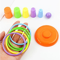Bộ đồ chơi xây tháp ném vòng nhiều màu sắc rèn luyện khả năng khéo léo cho bé