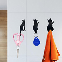 3 Pcs Cute Cats Wall Mounted Simple Design Metal Hat Key Hanging Clothes Coat Rack Hooks Home Decoration