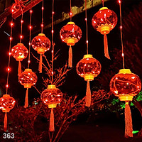 Đèn Trang Trí Tết LED Đèn Nhấp Nháy Đèn Sao Ban Công, Lễ Hội Mùa Xuân Năm Mới Đèn Lồng Đỏ Rèm Cửa