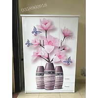 Tủ Nhựa Đài Loan - tủ nhựa 3 cánh in tranh 3D đựng quần áo chăn màn