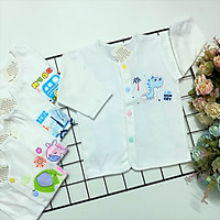 Combo 5 áo sơ sinh tay dài cài nút giữa trắng J-TomTom Baby, chất vải 100% cotton mềm mịn cho bé sơ sinh, hàng Việt Nam chất lượng