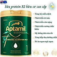 Sữa Cho Trẻ Sơ Sinh Cao Cấp Aptamil Essensis Protein A2 Hữu Cơ Số 1 NK Úc Giàu Dưỡng Chất Gồm Vitamin, Khoáng Chất, Omega-3, Men Vi Sinh Giúp Bé Phát Triển Toàn Diện Chiều Cao, Cân Nặng, Trí Não, Hỗ Trợ Tiêu Hóa Tốt, Tăng Chức Năng Hệ Miễn Dịch -Hộp 900g