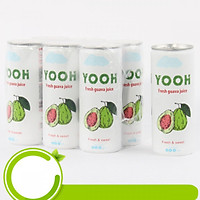 Nước ổi đào ép từ tráu cây tươi YOOH - Lốc 6 lon (240ml/lon)