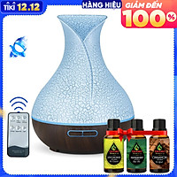 Máy Xông Tinh Dầu Tặng 3 Tinh Dầu Sả Chanh + Bạc Hà + Quế. Máy Khuếch Tán Tinh Dầu Có Remote Điều Khiển Từ Xa Chuyên Dụng Xông Tinh Dầu Cho Phòng Lớn