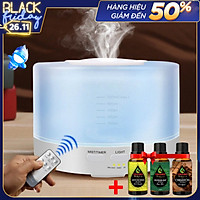 Máy Xông Tinh Dầu Cao Cấp Tặng 3 Chai Tinh Dầu Sả Chanh + Bạc Hà + Quế. Máy Khuếch Tán Tinh Dầu Có Remote Điều Khiển Từ Xa Chuyên Dụng Xông Tinh Dầu