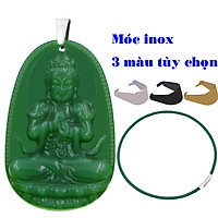 Vòng cổ mặt Phật hộ mệnh tuổi Mùi, Thân - Dây da xanh Đại nhật như lai Thạch anh xanh lá DDXLOVTAXLO5 - Size phù hợp cho nam và nữ