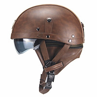 Mũ bảo hiểm da cho xe máy kiểu dáng nửa đầu phong cách retro Unisex Leather Helmets for Motorcycle