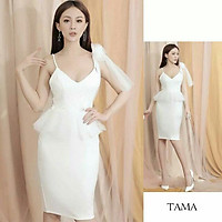 Đầm ren trắng + đen ôm body - đi tiệc - dạo phố