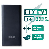 Pin Sạc Dự Phòng IKOO WK-155 Dung Lượng 10.000 mAh - Tích Hợp 2 Cổng Sạc USB - Hàng Nhập Khẩu