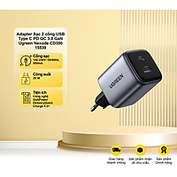 Adapter Sạc 2 cổng USB Type C PD QC 3.0 GaN 35W Ugreen Nexode CD350 15539 - Hàng chính hãng