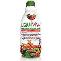 LiquiVive Liquid Vitamins Vegetarian Dietary Mega Supplement | Daily Multivitamin Superfood Immune Support Immunity Booster | with Vitamin C D3 A B12 E K | 99.9% Vegan Non-GMO Gluten Free 32 fl oz