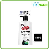 Sữa tắm 850g Lifebuoy Detox và sạch sâu khỏi bụi mịn PM2.5 Bảo vệ khỏi vi khuẩn gây mùi cơ thể Than hoạt tính & Bạc hà Chiết xuất 100% Than hoạt tính từ thiên nhiên