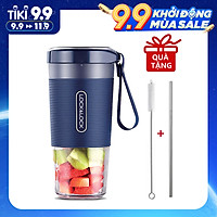 Máy Xay Sinh Tố Cầm Tay Lock&Lock EJJ321 (300ml) - Hàng Chính Hãng, Không Dây Dùng Pin Sạc, Dễ Mang Đi - Tặng Kèm Ống Hút Và Cọ Rửa Ống Hút