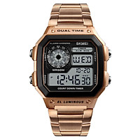 SKMEI Men Square Digital Watch Date Week Stopwatch EL Light Waterproof Alarm Sports Wristwatch