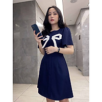 Đầm xanh đen SIÊU HACK DÁNG che bụng mỡ cho nàng nấm lùn
