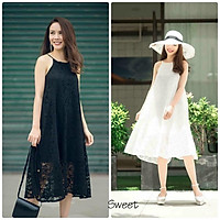 Đầm hai dây đi biển, thiết kế dáng xòe - Chất liệu ren bigsize váy đầm nữ đẹp đi biển giá rẻ