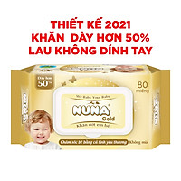 { Quà Tặng Thiết Kế Mới} -Khăn ướt em bé Nuna Gold Siêu Dày 60gsm 80 MIếng Không Mùi