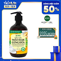 Dầu gội thảo dược gừng dừa Cocayhoala hỗ trợ trị gàu, hết ngứa, dung tích 440g-95% thành phần từ gừng tươi hữu cơ còn nguyên xơ gừng, hỗ trợ trị rụng tóc, kích thích mọc tóc vượt trội, an toàn cho mẹ bầu mẹ sau sinh