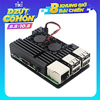For Raspberry Pi 4 Aluminum Metal Case Box with Dual Fan Heat Sink