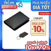 Ví Bóp Nhỏ Handmade Da Bò Thật Galaxy Store GVM03 (Đen) + Tặng Móc Khóa Da Handmade Galaxy Store