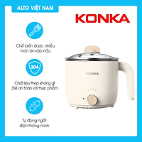 Nồi Lẩu Điện Mini KONKA KZG-15YX301 Nồi Điện Đa Năng, Ca Nấu Mì - Hàng Chính Hãng