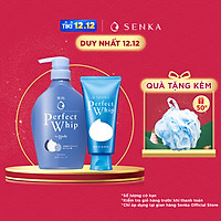 Combo Sữa tắm dưỡng ẩm Senka Perfect Whip 500ml và Sữa rửa mặt sạch ẩm mịn tự nhiên với bọt tơ tằm trắng Perfect Whip 120g