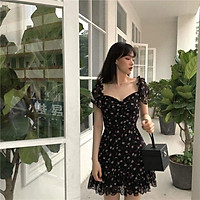 Đầm Hoa Nhí Tay Phồng Xoè Nhẹ Đuôi Cá Mặc Được 2 Kiểu