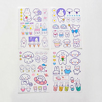 Set 4 Tấm Sticker Xinh Dễ Thương Hình Dán Cute Stickers Trang Trí Sổ Tay Dán Mũ Bảo Hiểm Bullet Journal Họa Cụ