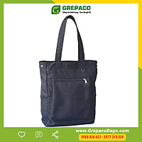 Túi Tote Nữ Thời Trang Hàn Quốc Vải Bố Canvas Màu Đen Dạng Đeo Vai Có Khóa Kéo Nhiều Ngăn Phụ Trong Ngoài Đựng Macbook, Laptop. Phụ Kiện Chống Sốc