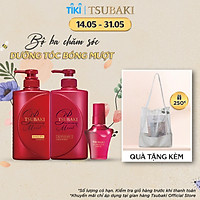Bộ ba Tsubaki Premium Dưỡng Tóc Bóng Mượt & Bảo Vệ Tóc Trước Tác Hại Của Tia UV (Gội Xả 490ml/chai + Dầu dưỡng tóc 50ml)