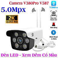 Camera ip wifi ngoài trời V587 2 Râu 6 Mắt Đàm thoại 2 chiều to rõ , tích hợp led xem đêm có màu cảm biến phát hiện nhận dạng chuyển động , cảnh báo hú còi lớn