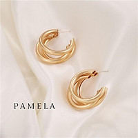 Khuyên tai nữ tròn bông tai nữ 03 lớp khuyên hoa tai nữ tròn cá tính Pamela phụ kiện trang sức