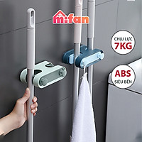 Móc Dán Tường Treo Chổi, Kẹp Giữ Cây Lau Nhà Đa Năng Cao Cấp MIFAN - 2 Đầu Treo, Chịu Lực 7KG, Nhựa ABS - HÀNG CHÍNH HÃNG