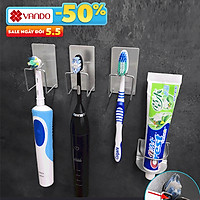 Bộ combo 4 móc treo bàn chải, kem đánh răng tiện lợi VANDO