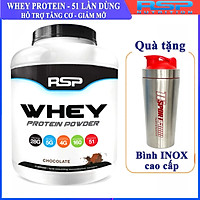 Combo Sữa tăng cơ giảm mỡ Whey Protein Powder của RSP hương Chocolate hộp 51 lần dùng hỗ trợ tăng cơ, phục hồi và phát triển cơ bắp cho người tập GYM và chơi thể thao & Bình Inox 739ML (Mẫu ngẫu nhiên)