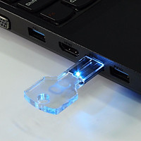 Blue LED Bright 32GB/16GB/8GB/4GB USB 2.0 Flash Drive Transparent crystal key Mode Pen Drive Memory Stick Storage