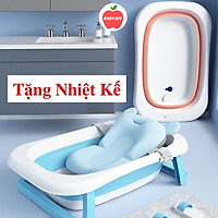 Chậu tắm cho bé, Chậu tắm gấp gọn cho bé sơ sinh, tặng nhiệt kế cá, kèm phao tắm, lưới tắm babyjoymart