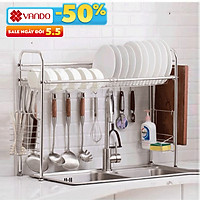 Kệ để chén bát bồn rửa Inox 304 Vando cao cấp chống gỉ siêu cứng để bát đũa cao cấp vô cùng tiện dụng
