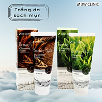 Combo Sữa Rửa Mặt Sạch Bụi Bẩn, Bã Nhờn và Làm sáng da bao gồm  3W Clinic Brown Rice Foam Cleansing (100ml) +  3W Clinic Green Tea Foam Cleansing (100ml) - Hàn Quốc Chính Hãng