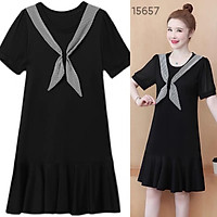 15657 Đầm BIG SIZE Đuôi C á Nơ Sọc